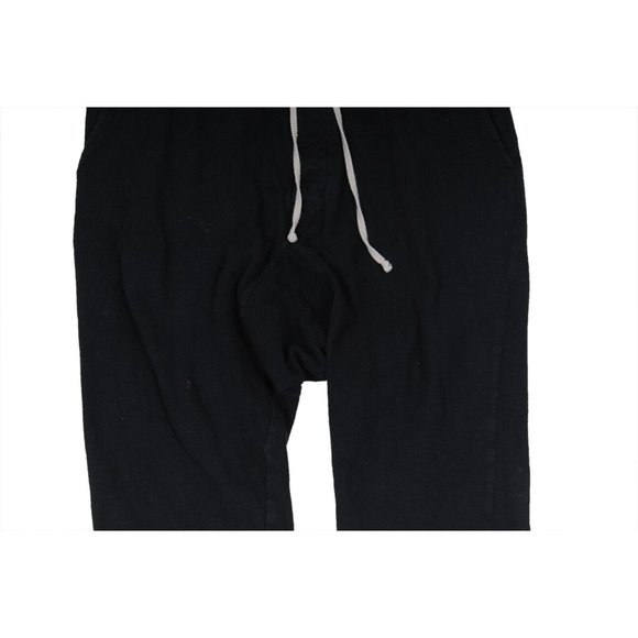 Rick Owens Men Cropped Pants Medium Black Cotton Drop Crotch Drawstring Trousers - Picture 5 of 10